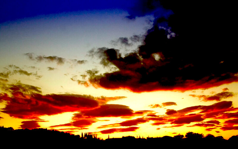 Sunset over Clouds — Red, Dramatic, Photograph