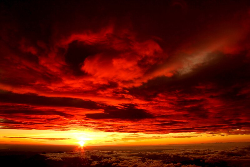 Sunset over Clouds — Red