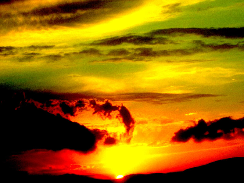 Sunset over Clouds — Yellow, Dramatic, Photograph