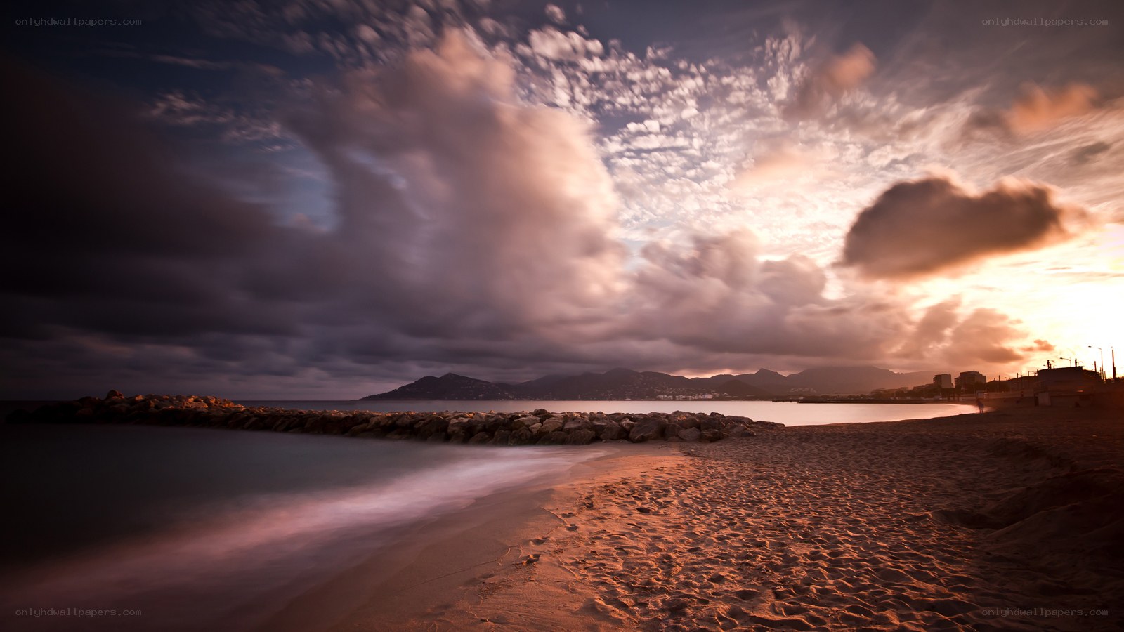 Sunset over coastal bay