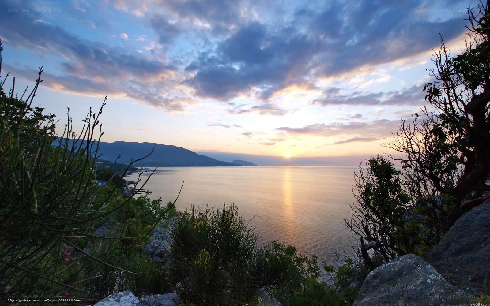 Sunset over coastal bay