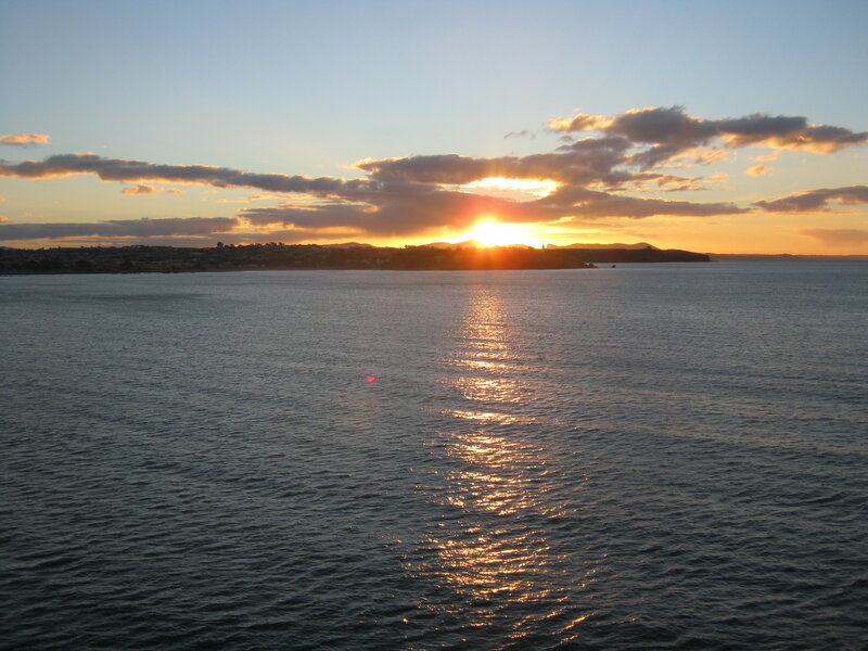 Sunset over Coastal Bay — Blue, Serene