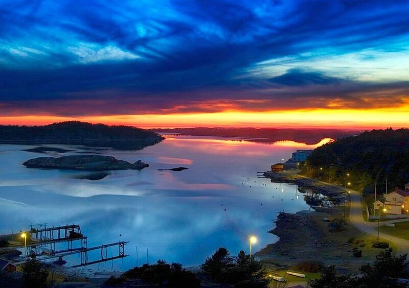 Sunset over Coastal Bay — Blue