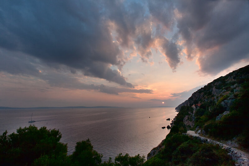 Sunset over Coastal Bay — Gray