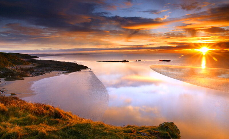 Sunset over Coastal Bay — Orange, Serene