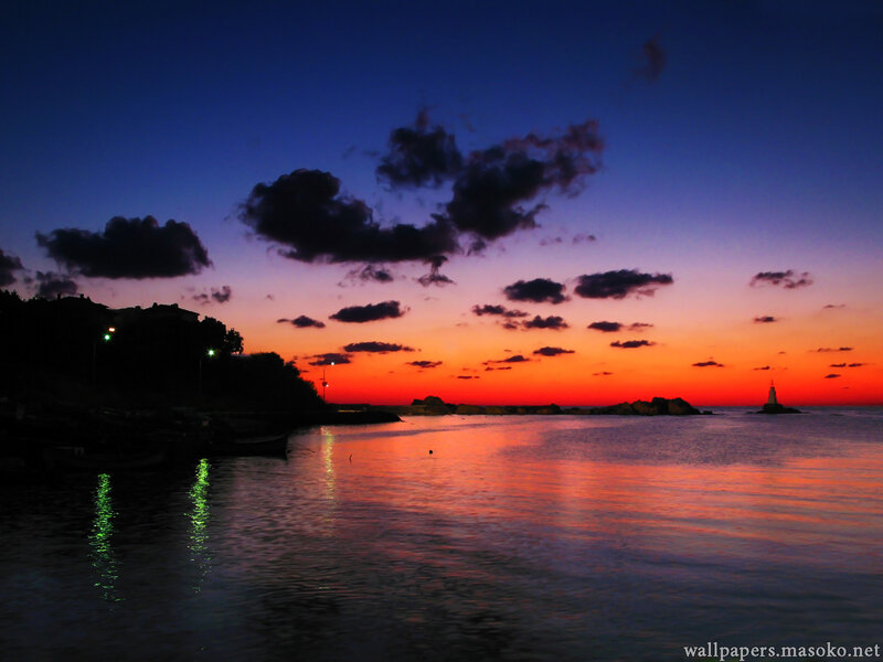 Sunset over Coastal Bay — Orange