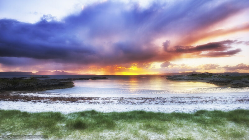 Sunset over Coastal Bay — Purple, Dramatic, Photograph, Clouds