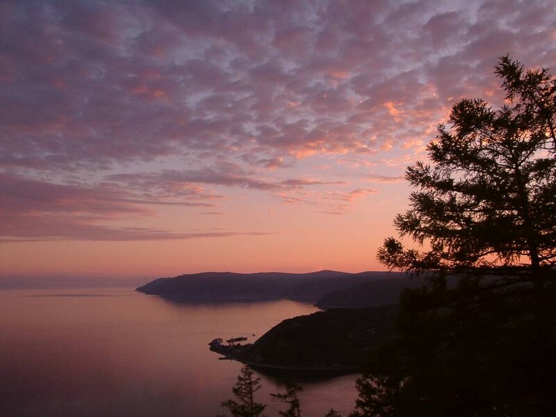 Sunset over Coastal Bay — Purple, Serene, Photograph