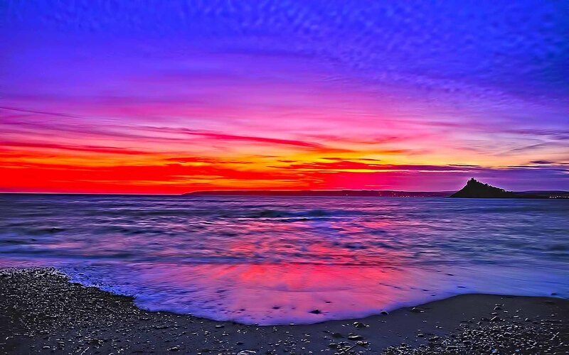 Sunset over Coastal Bay — Purple