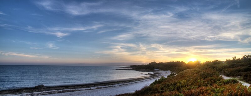 Sunset over Coastal Beach — Blue, Serene