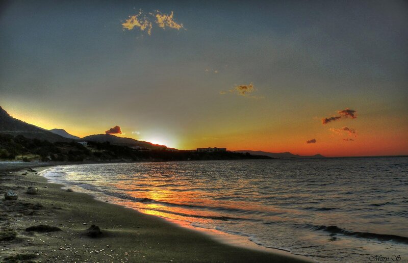 Sunset over Coastal Beach — Orange