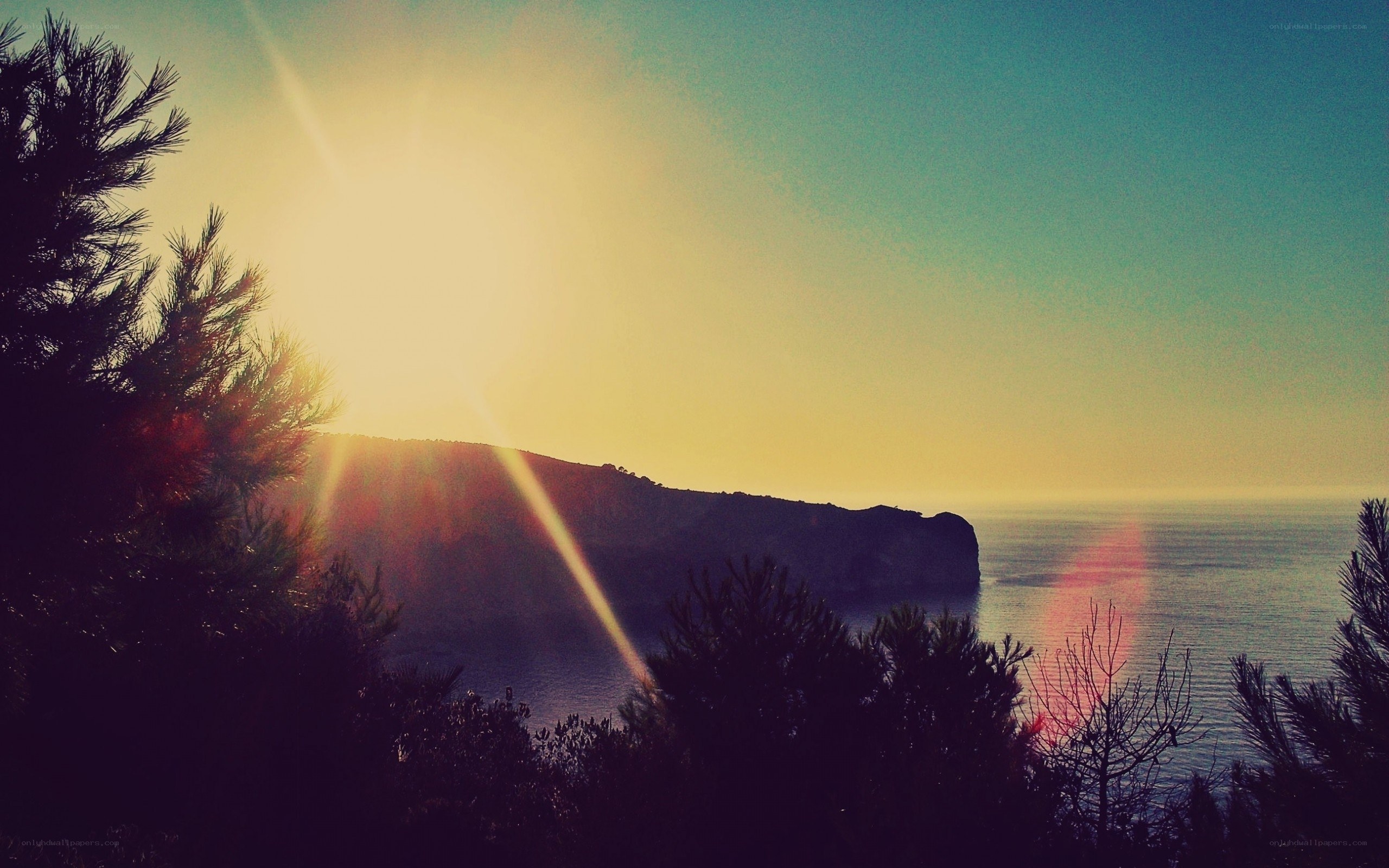 Sunset over coastal cliffs