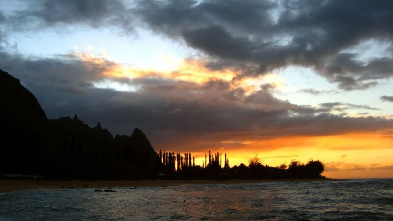 sunset over coastal cliffs