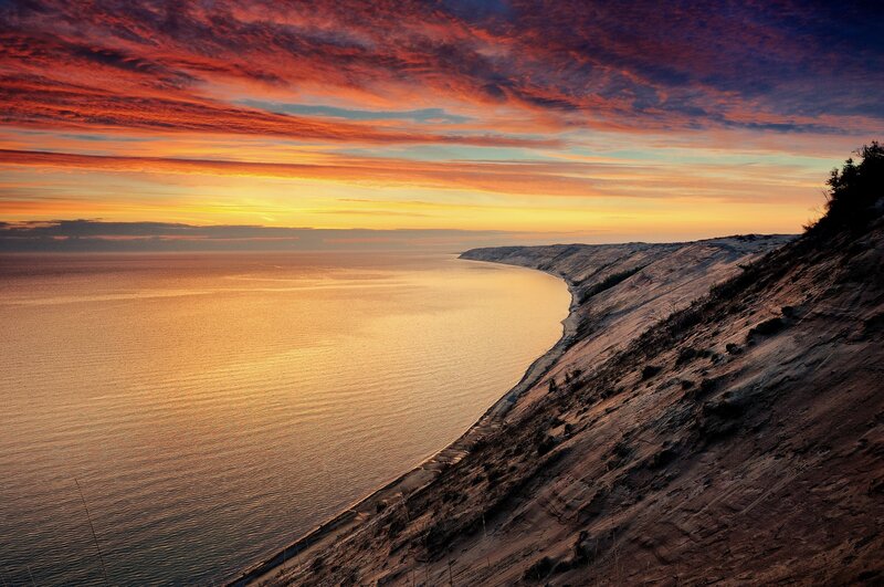 Sunset over coastal cliffs