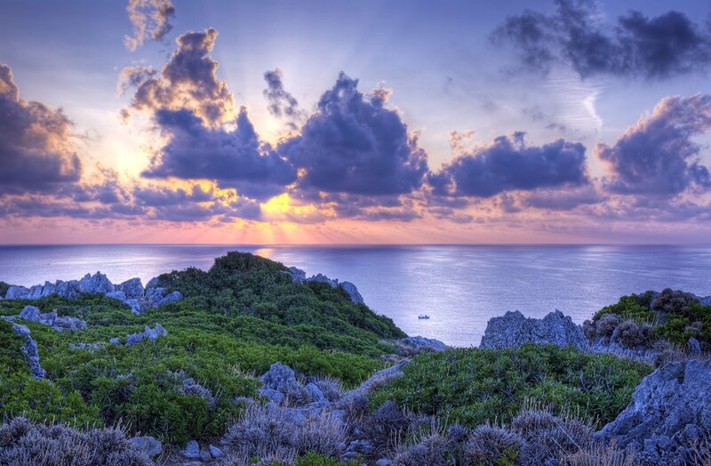 Sunset over coastal cliffs