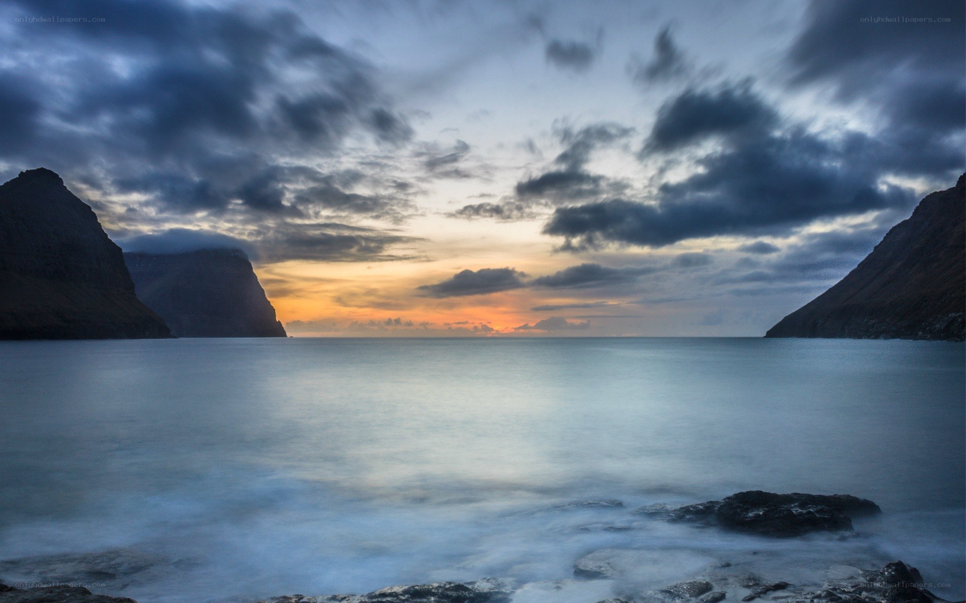 Sunset over coastal cliffs