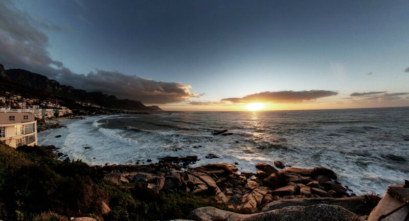 Sunset over coastal cliffs