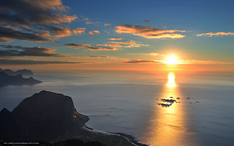 Sunset over Coastal Cliffs — Blue, Serene, Photograph, Ocean