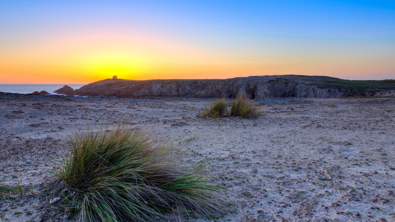 Sunset over Coastal Cliffs — Blue, Serene
