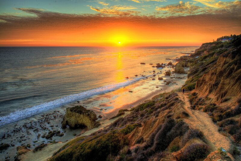 Sunset over Coastal Cliffs — Orange, Dramatic