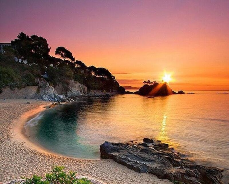 Sunset over Coastal Cove — Orange