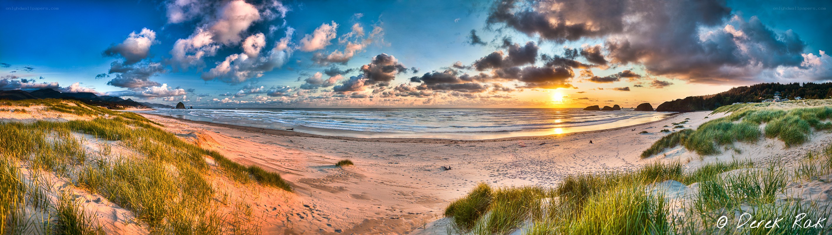 sunset over coastal dunes