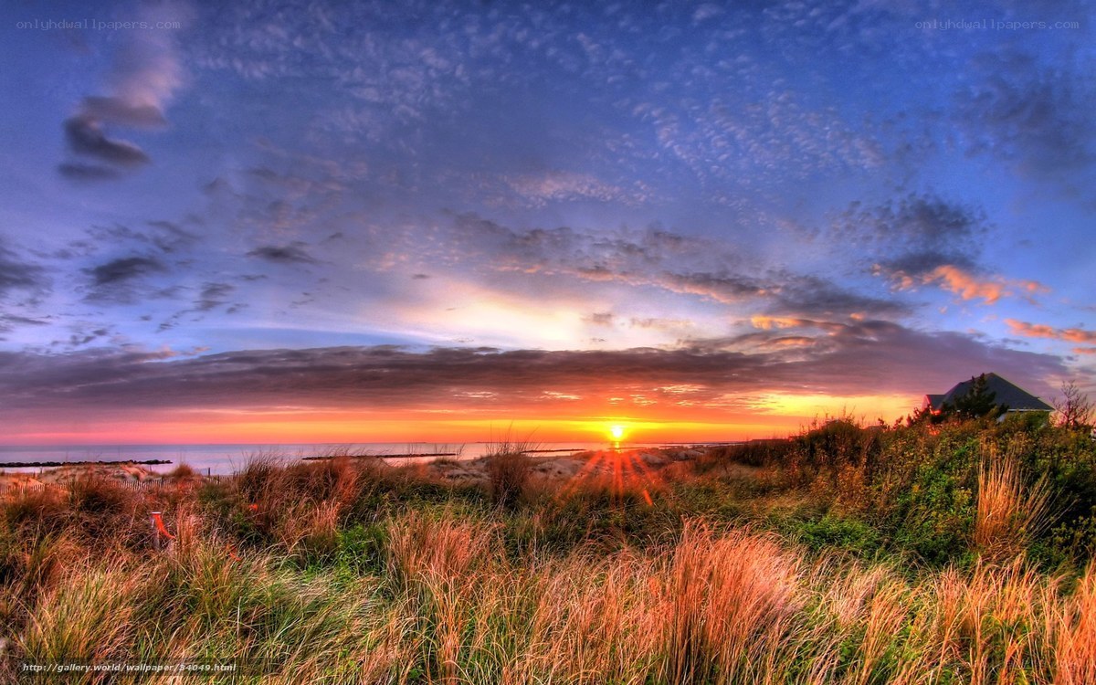 Sunset over coastal dunes