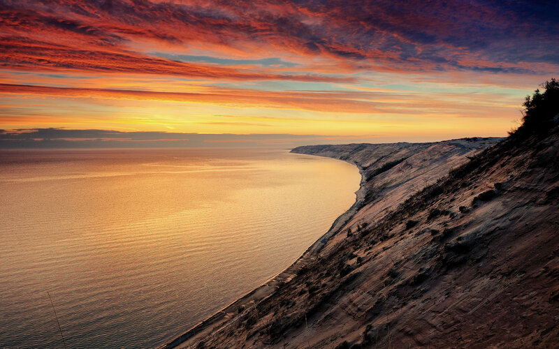 Sunset over Coastal Dunes — Orange, Dramatic