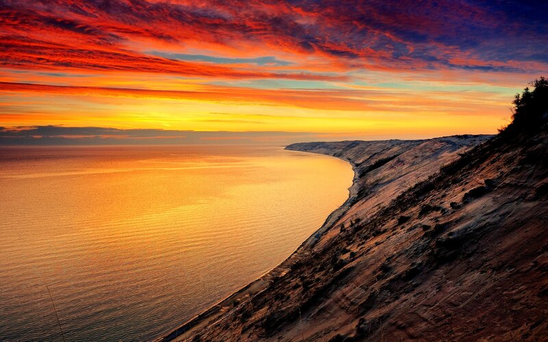 Sunset over Coastal Dunes — Orange
