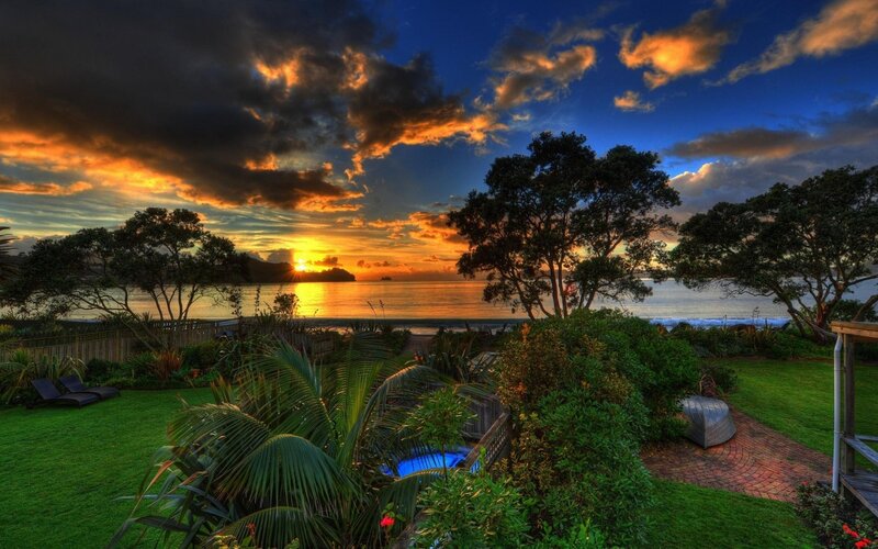 Sunset over Coastal Garden — Blue