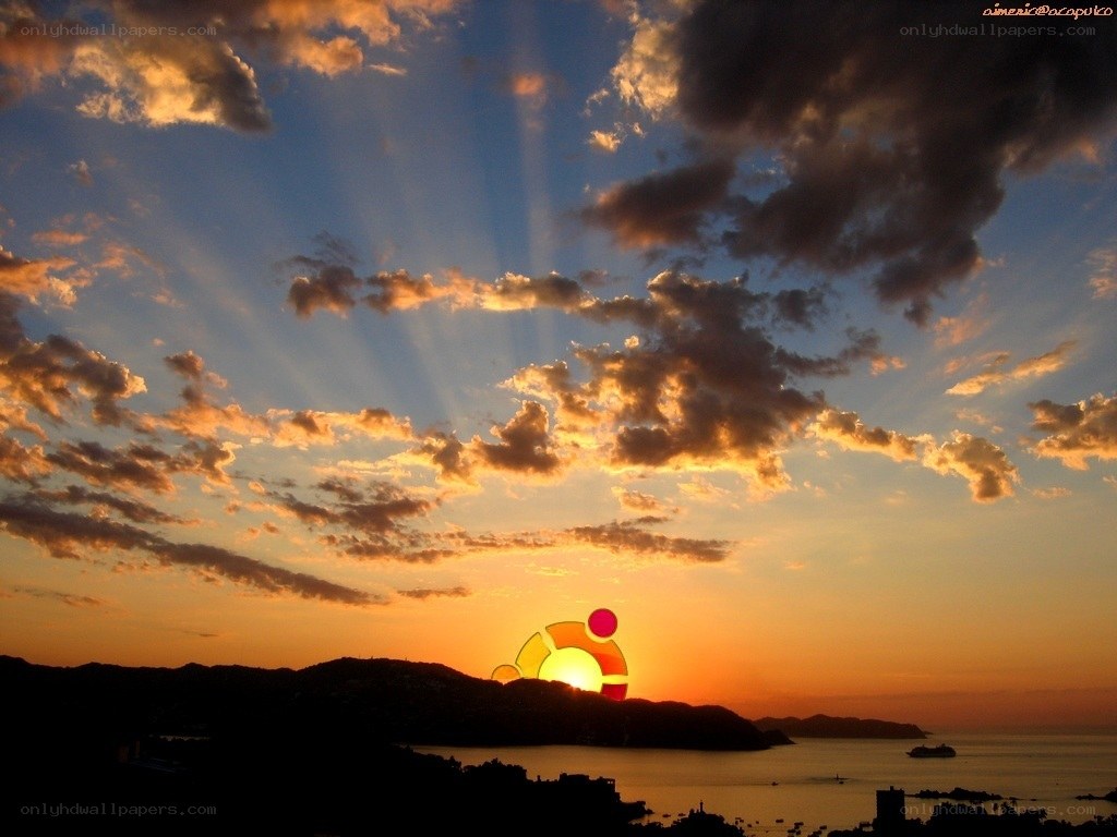 Sunset over coastal hills