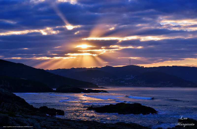 Sunset over Coastal Hills — Blue, Dramatic