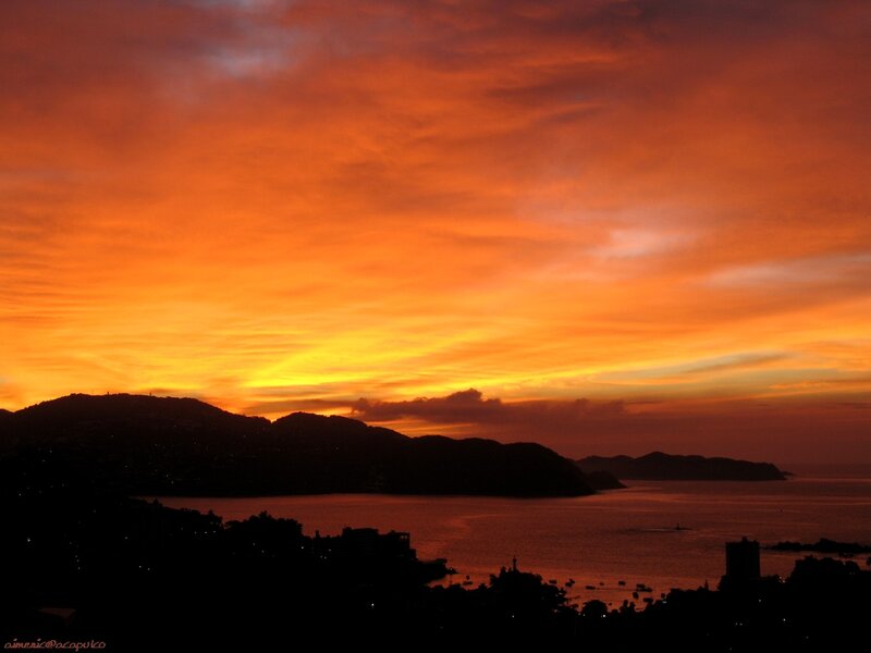 Sunset over Coastal Hills — Orange, Dramatic