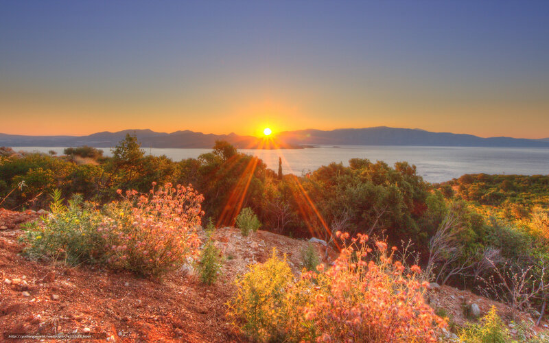 Sunset over Coastal Hills — Orange, Serene