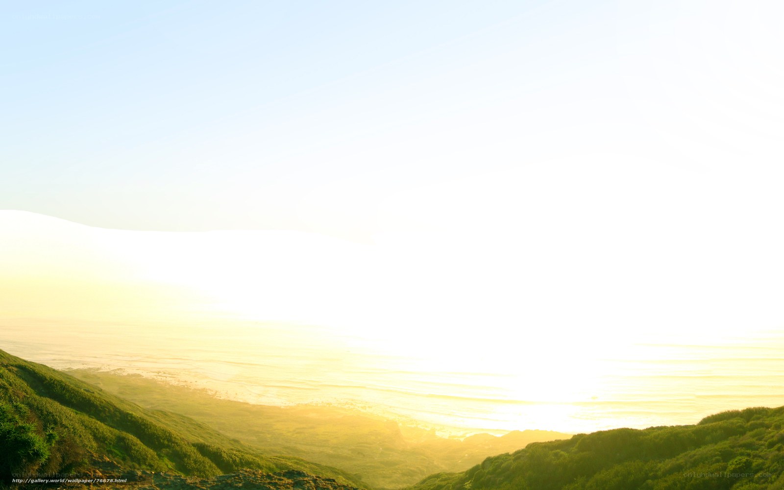 Sunset over coastal hills
