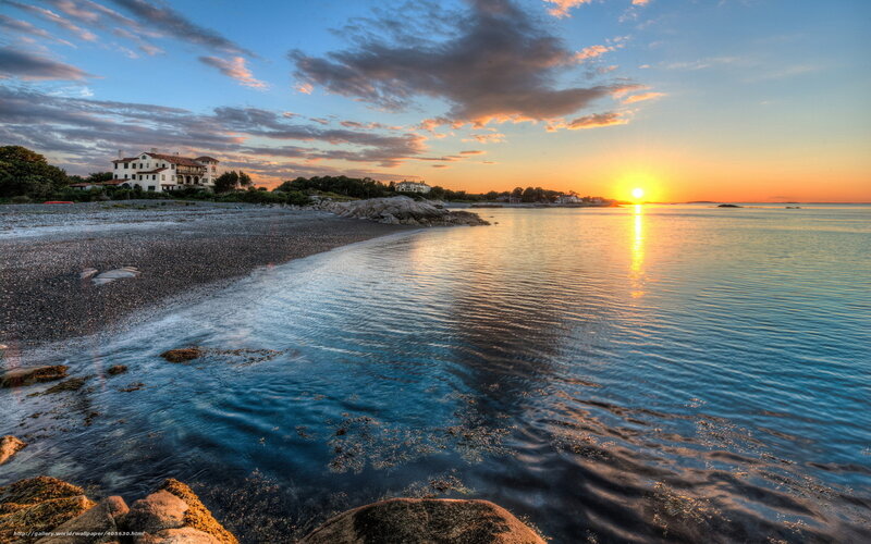 Sunset over coastal house