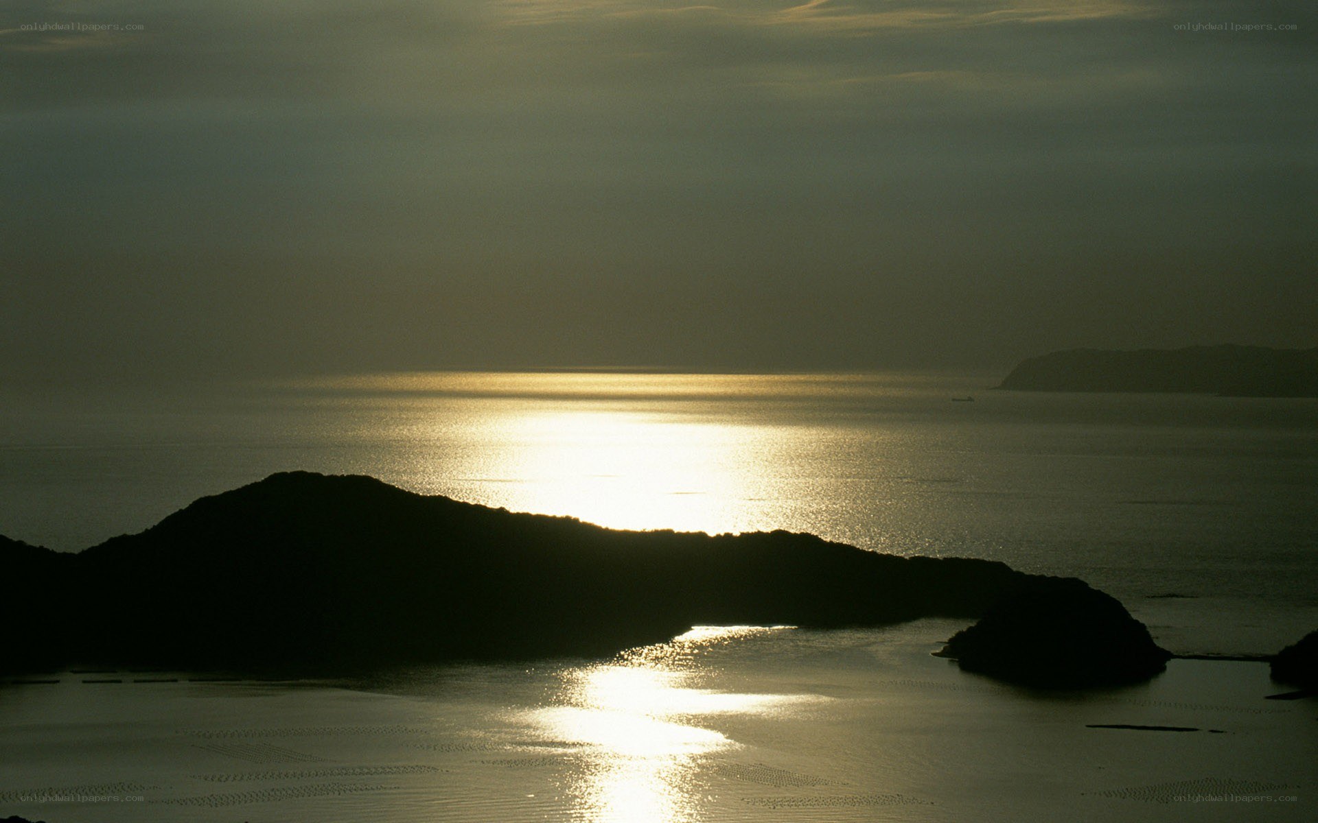 Sunset over coastal islands