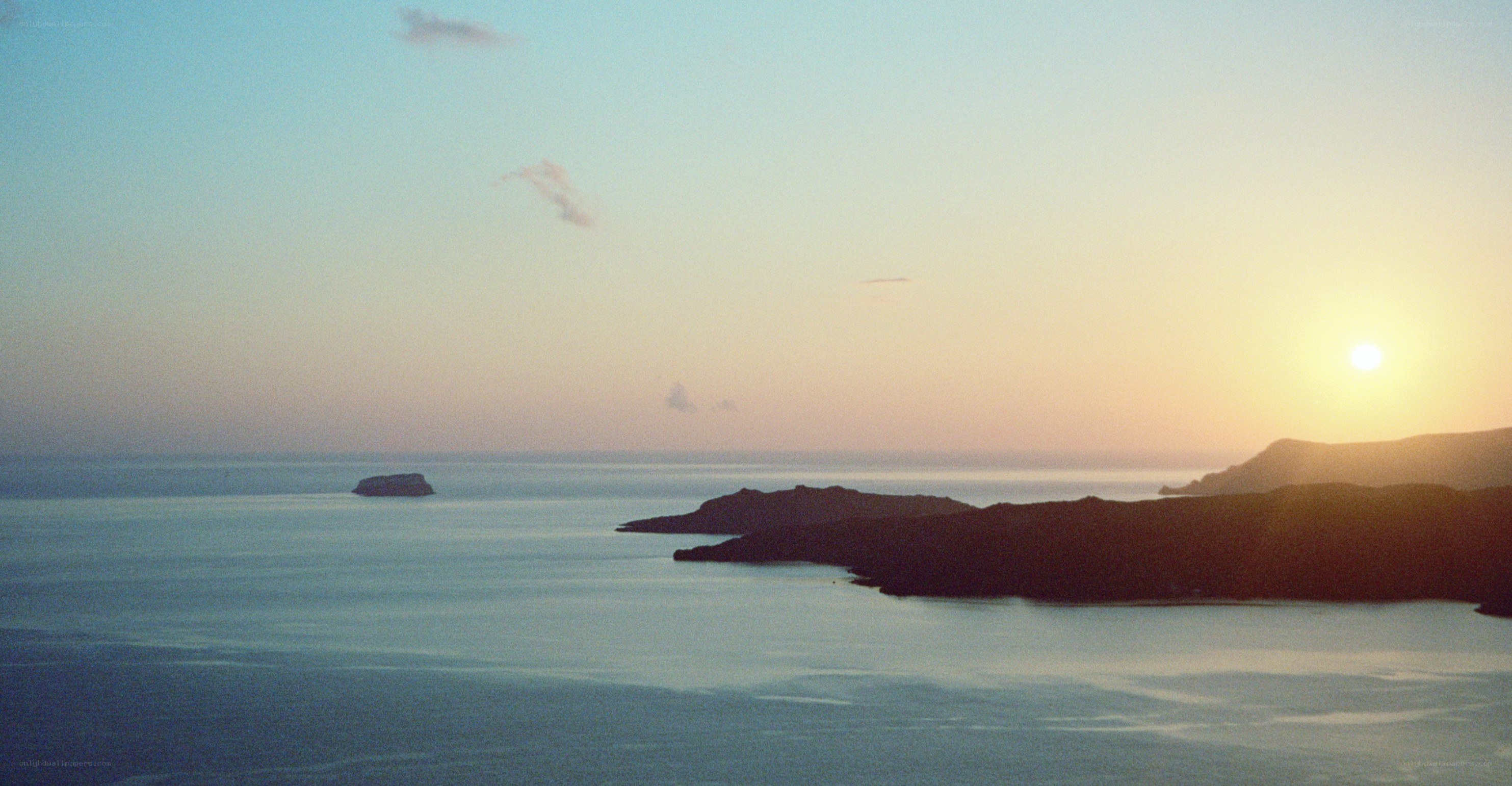 Sunset over coastal islands