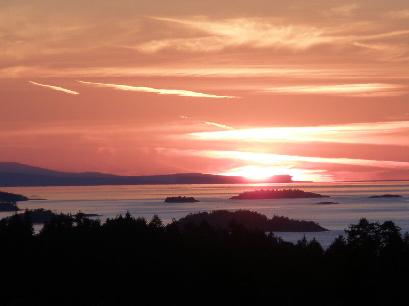 sunset over coastal islands