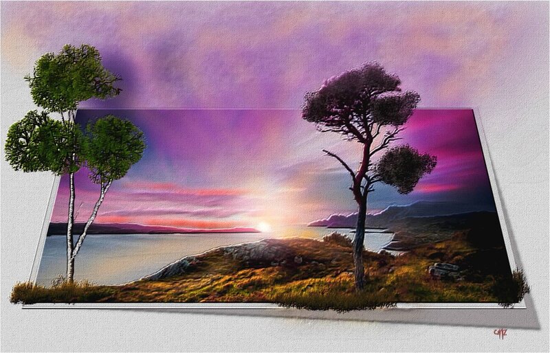 Sunset over Coastal Landscape — Purple