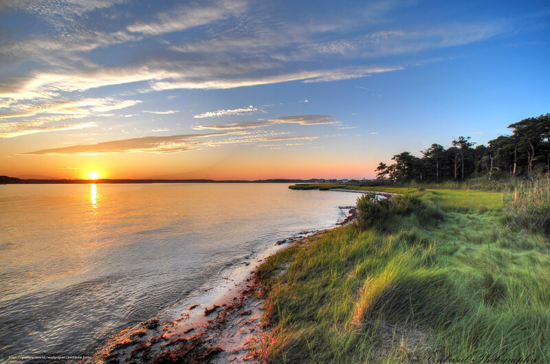 Sunset over Coastal Marsh — Blue, Serene