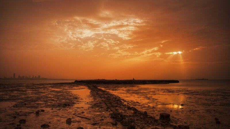 Sunset over Coastal Mudflats