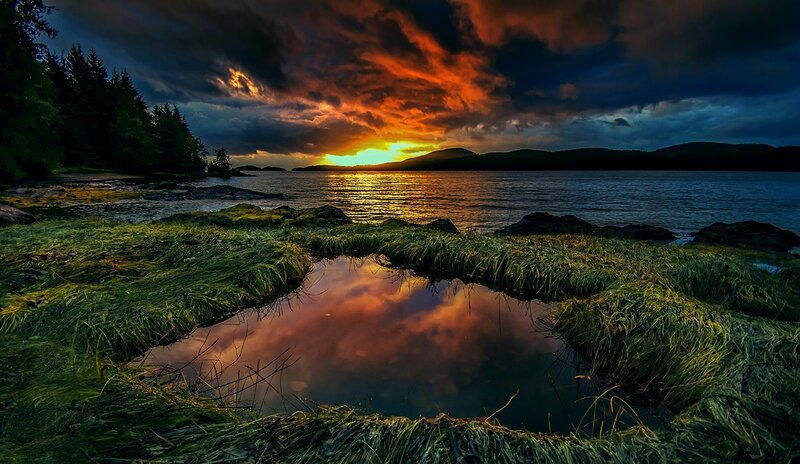 Sunset over Coastal Pond