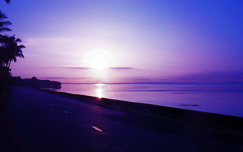 Sunset over Coastal Road — Purple
