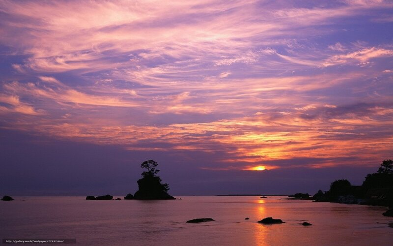 Sunset over coastal rocks