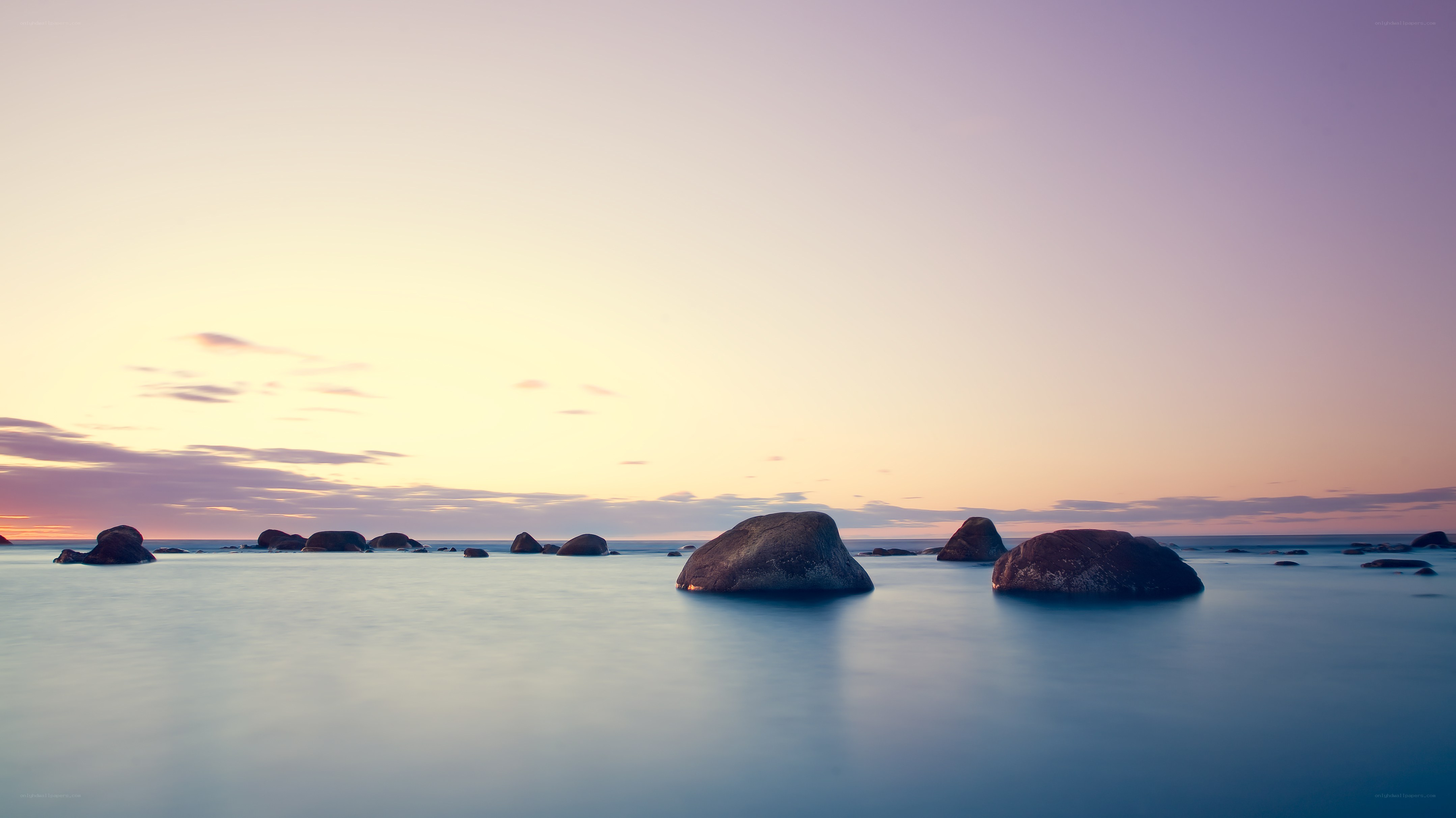 Sunset over coastal rocks