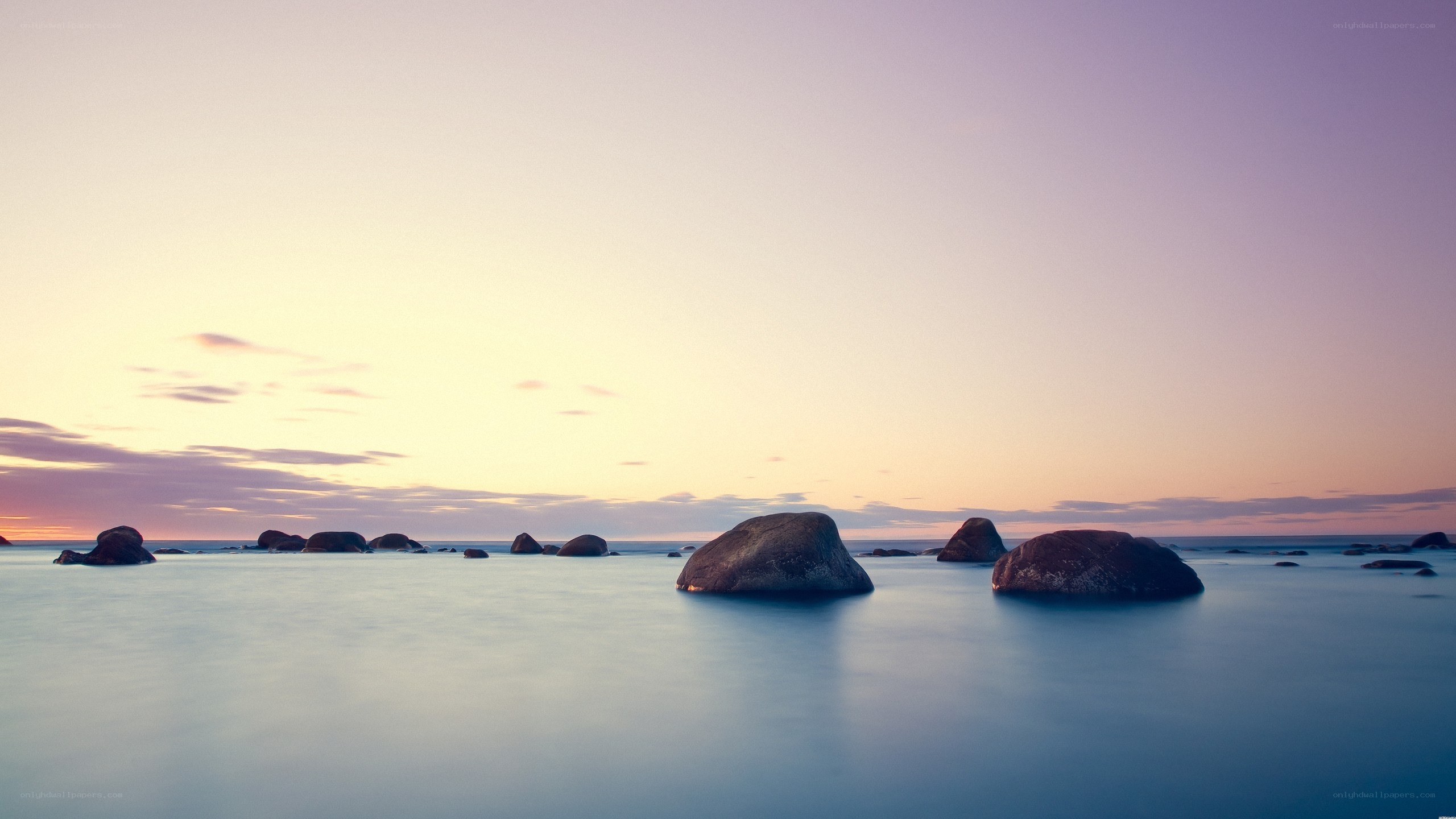 Sunset over coastal rocks