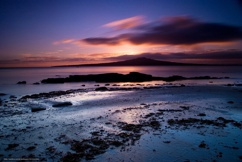 Sunset over Coastal Rocks — Purple