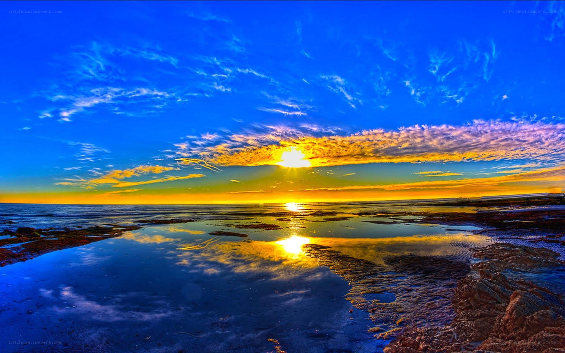 Sunset over coastal tide pools