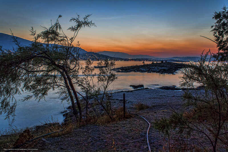 Sunset over coastal town